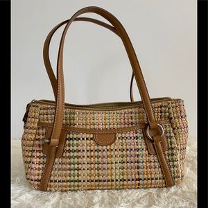 Fossil Woven Striped Multi Color Shoulder Purse